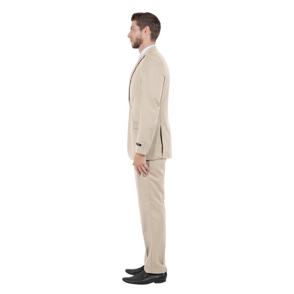 Azzuro's Premium Polyester Slim Fit 2pc Mens Suit, Tan - Picture 4 of 5